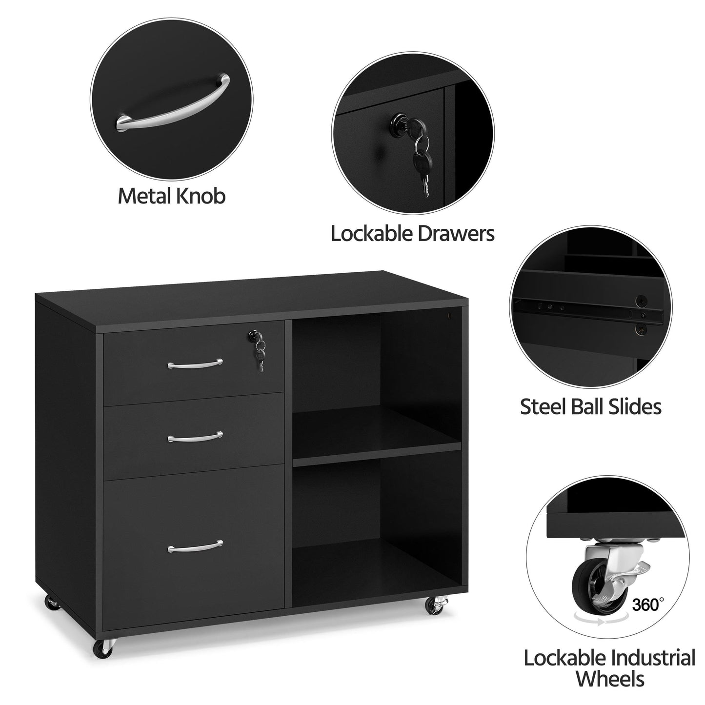 - Yaheetech File Cabinet for Home and Office,Black.