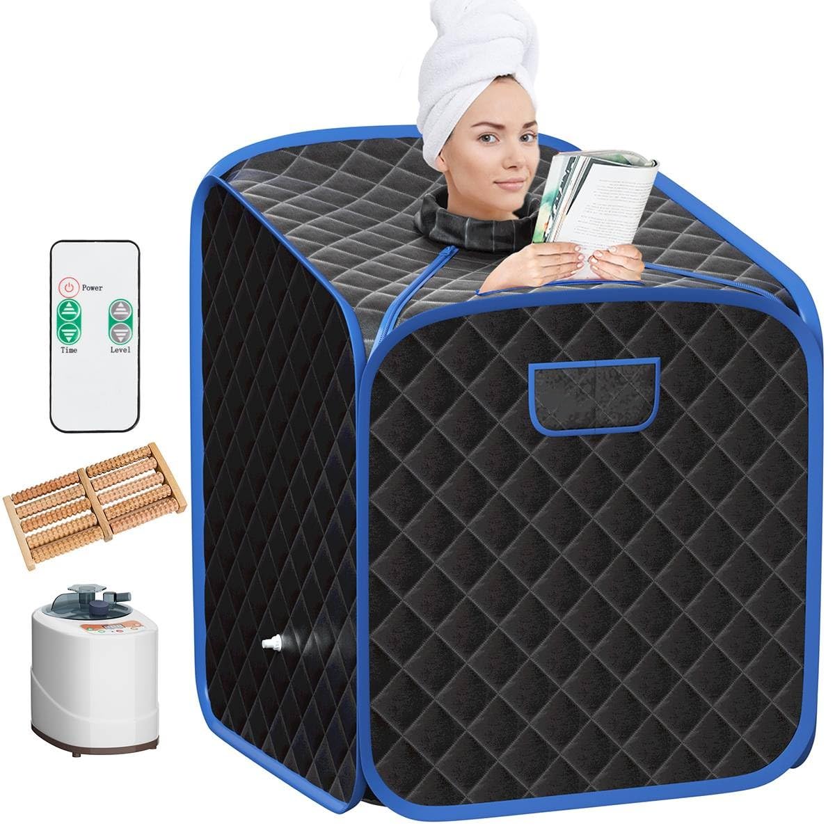 - RELAX4LIFE Portable Steam Sauna | Folding Full Body Spa Sauna Tent | 9 Levels Temperature -