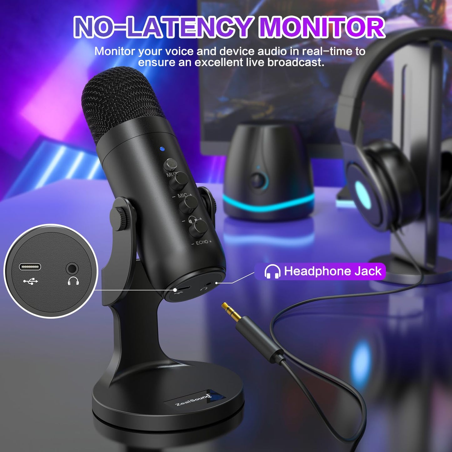 - zealsound USB Microphone, PC Phone Podcast Mic, Condenser Gaming microphones for PS4&5