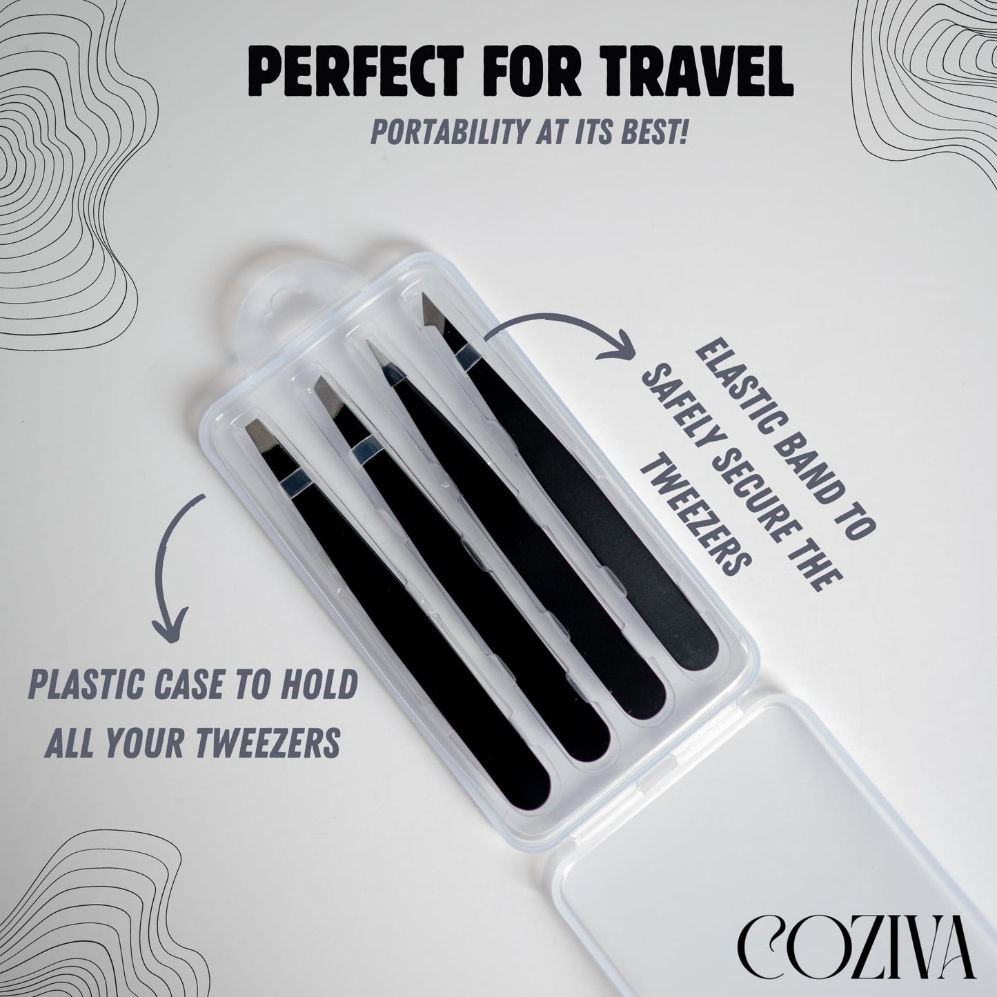Coziva Professional Tweezers for Facial Hair Women & Men- 4 Pcs Precision Tweezer Set- Stainless Steel Eyebrow Tweezers Men - Ingrown Hair Tweezers for Facial Hair Removal & Grooming Needs