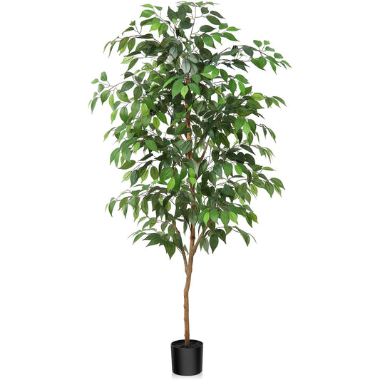- Fopamtri Artificial Ficus Plant 150cm Large Fake Plants Indoor with Natural Wood Trunk -