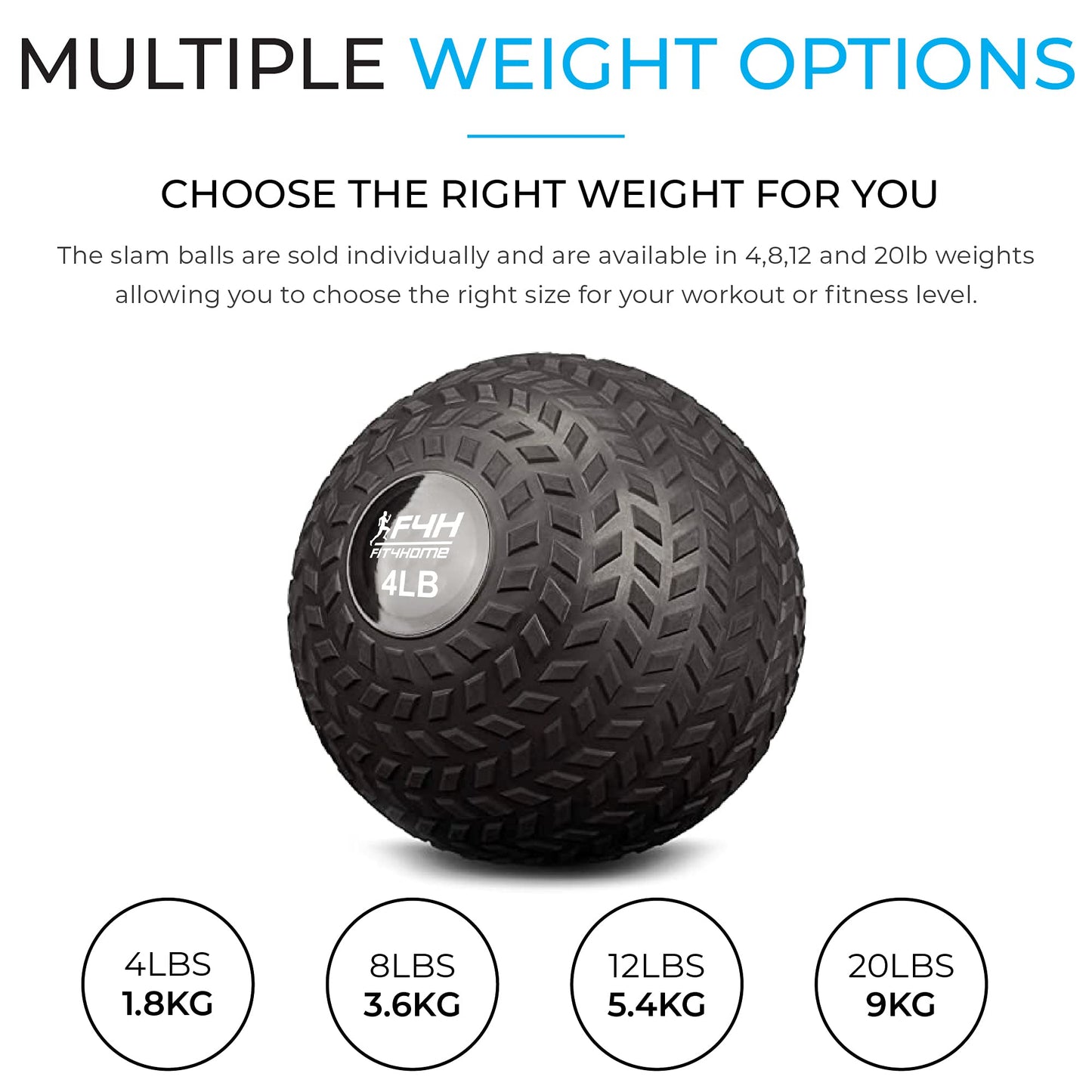 - FIT4HOME Grip Medicine Ball | Weighted Power Slam Balls | No Bounce | 1.8kg 3.6kg 5.4kg 9kg -