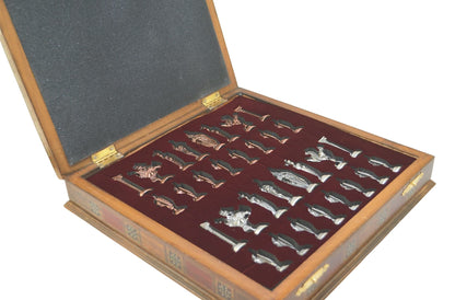 - Royal Medieval ,British Army, Antique Copper Chess Set | Handmade Pieces and Natural Solid Wooden Chess Board with Storage Inside | 3.35inc -