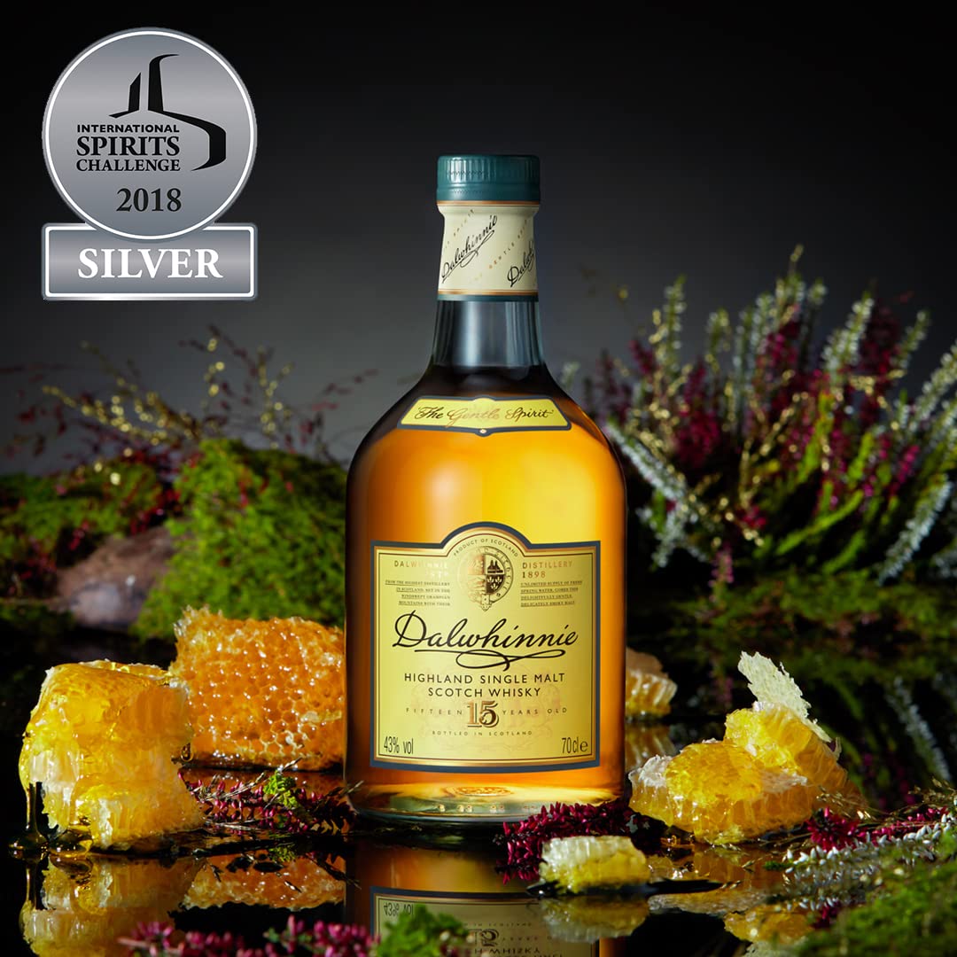 Dalwhinnie 15 Year Old Single Malt Scotch Whisky | 43% vol | 70cl | Highland Whisky | Smooth & Aromatic | Malty Sweet Flavours & Smoky Warmth | Scottish Whisky with Gift Box