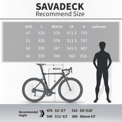 - SAVADECK Herd6.0 Carbon Road Bike | T800 Full Carbon Fiber 700C Racing Bike -