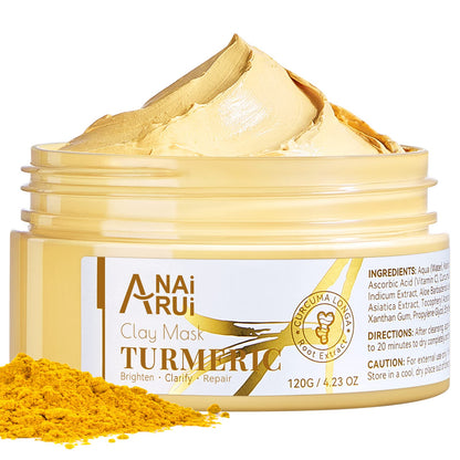 ANAiRUi Turmeric Vitamin C Face Mask with Turmeric and Kaolin Clay - Clay Mask for Radiant Skin, Oil Balance, Cleansing Pores - Beauty Face Mask, Skincare, 120g
