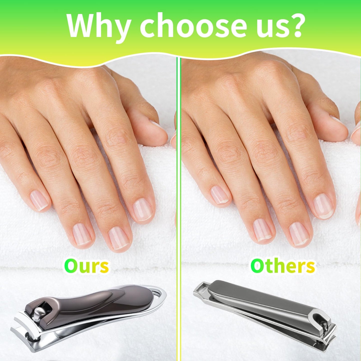 3Pcs Nail Clippers, Heavy Duty Nail Clippers Toenail Clippers with Box Stainless Steel Ultra Sharp Nail Cutter for Thick Fingernail Toenail Men and Women Grey