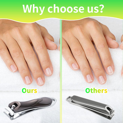 3Pcs Nail Clippers, Heavy Duty Nail Clippers Toenail Clippers with Box Stainless Steel Ultra Sharp Nail Cutter for Thick Fingernail Toenail Men and Women Grey