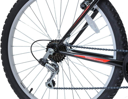 Arden Mountaineer 26" Wheel Front Suspension 16" Frame 21 Speed Mens Mountain Bike Black Red