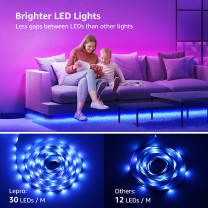 - Lepro LED Strip Light | 5M | Dimmable RGB LED Strips With Remote | Colour Changing Room Lights -