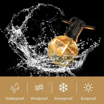 - Naatsu Outdoor LED String Lights 36.5M/120FT | G40 Globe Patio Lights | Energy Saving -