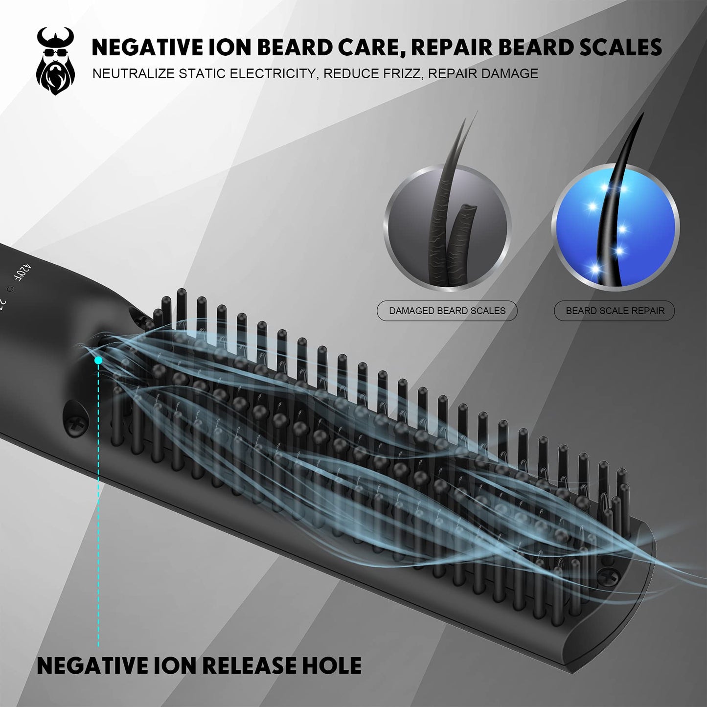 - VIKICON Beard Straightener, 30s Quick Heated Beard Brush -