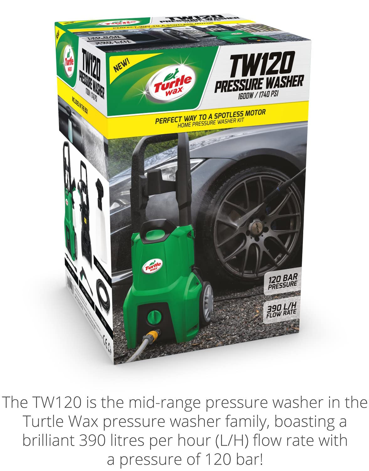- Turtle Wax TW120 | Multi-Purpose High-Pressure Washer | Compact Car and Home Cleaner with Power Jet Hose and Nozzle, 1600W -