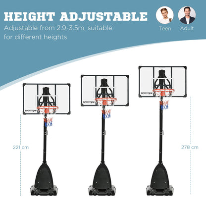 - SPORTNOW | Height Adjustable Basketball Hoop With Stand | Portable on Wheels | 2.4-2.9m -
