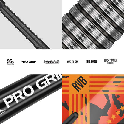 - Target Darts | Raymond van Barneveld RVB 95 Gen 3 | 23G | 95% Tungsten Swiss Point Steel Tip Darts Set | Silver, Black and Orange -