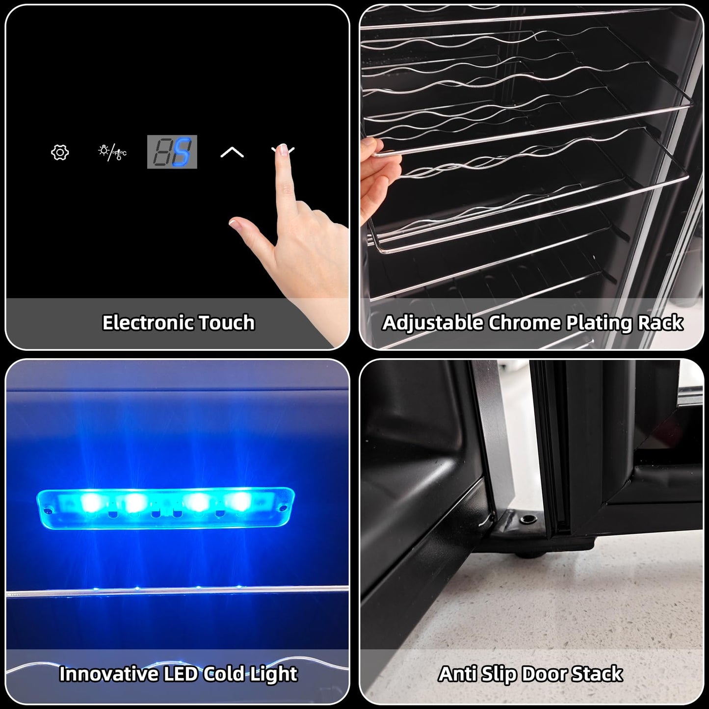 - Display4top 28 Bottles Wine Fridge | Wine Cooler | Wine refrigerator | Digital Touch Screen -