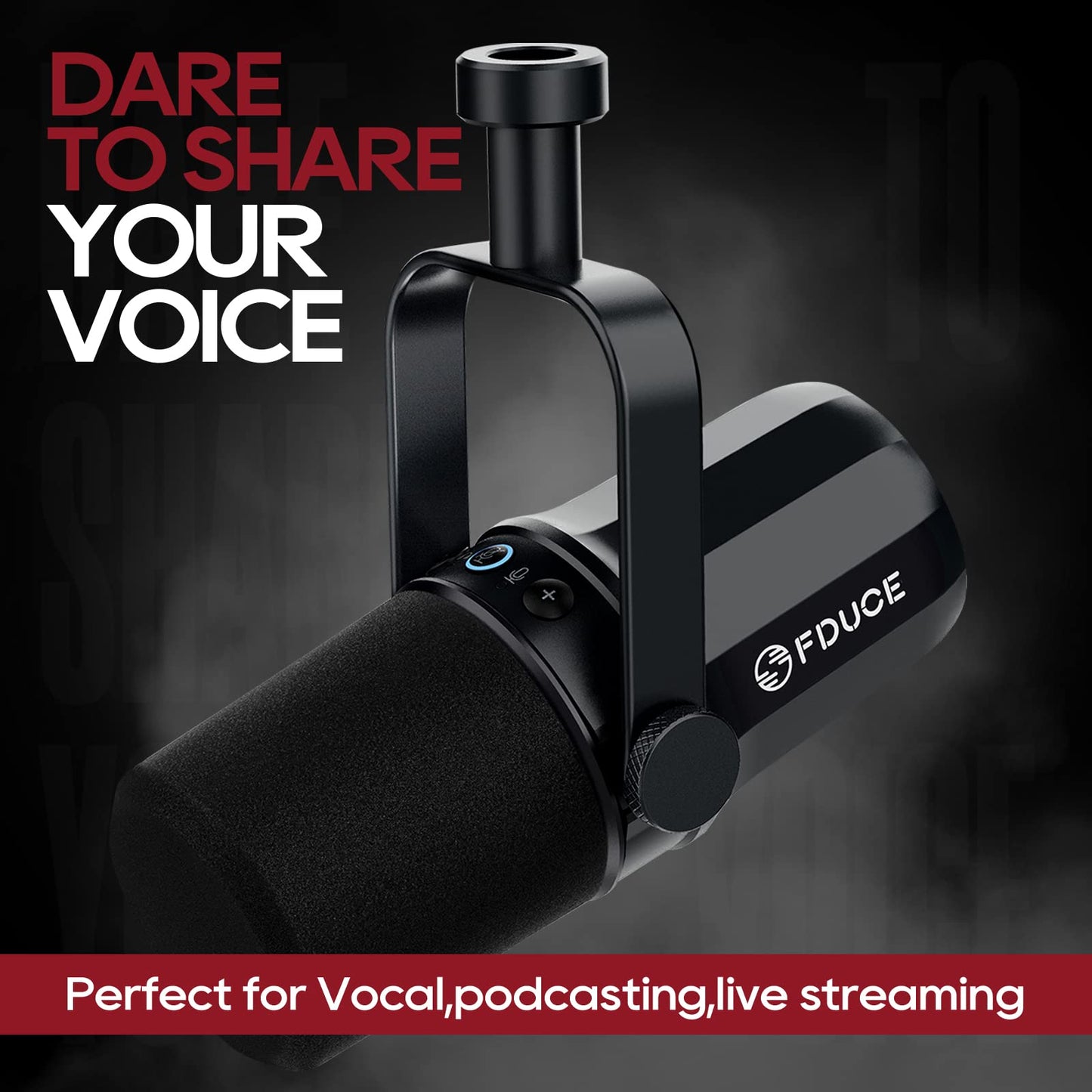 - FDUCE SL40 Vocal Dynamic Podcast Microphone for Gaming | Live Streaming & Recording | Built-in Headphone Output | LED Mute Button -