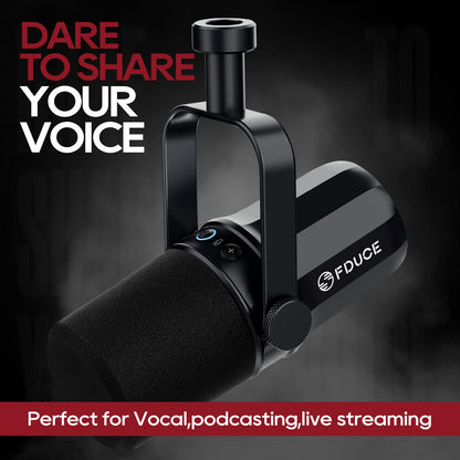 - FDUCE SL40 Vocal Dynamic Podcast Microphone for Gaming | Live Streaming & Recording | Built-in Headphone Output | LED Mute Button -