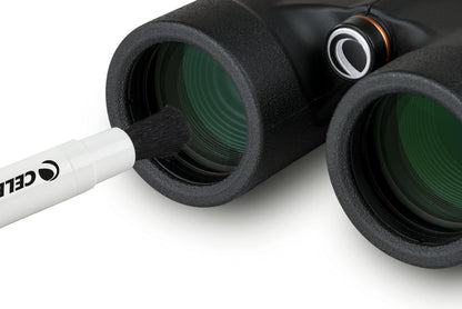 Celestron 93576 Lens Cleaning Kit - Includes 10 x Lens Wipes, Cleaning Fluid, Lens Cloth and Retractable Lens Brush in a Soft Carry Pouch, Black/Orange