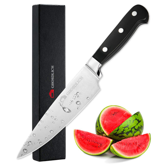 - GHOSDLICH 6 inch Chef Knife | 15CM Blade Kitchen Knife | Forged From German Stainless -