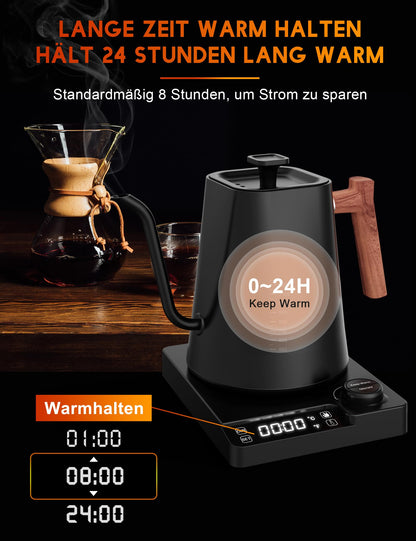 - Vmotal Stainless Steel Kettle with Temperature Setting, Gooseneck Kettle, 24-Hour Heat Function, Electric Tea Kettle with Temperature Display -