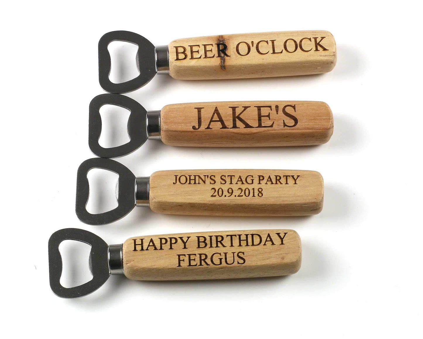 - Personalised Engraved Bottle Opener with Wood Handle -