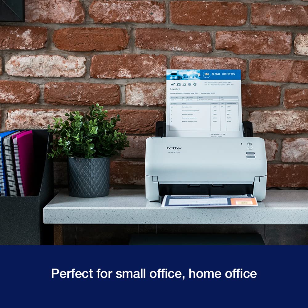 Brother ADS-4100 Desktop Document Scanner |SuperSpeed USB 3.0 | Double-sided | 60 Sheet ADF, UK Plug