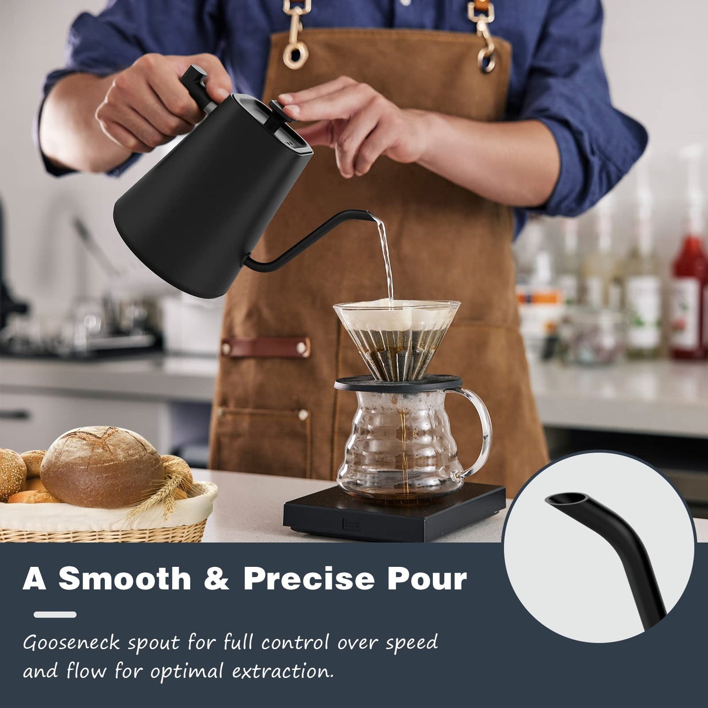 - Electric Gooseneck Kettle Pour Over Kettle For Coffee and Tea -