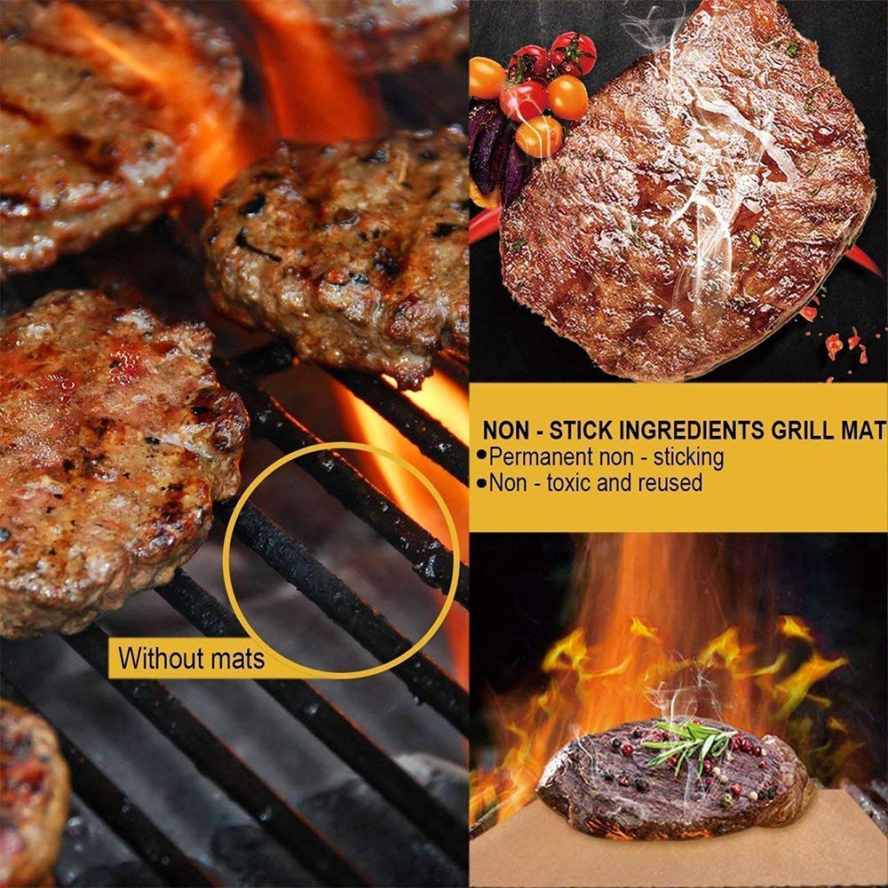 - JOKBEN Copper Grill Mat | 5-Pack Heavy Duty Magic BBQ Grill Mats | Non Stick -