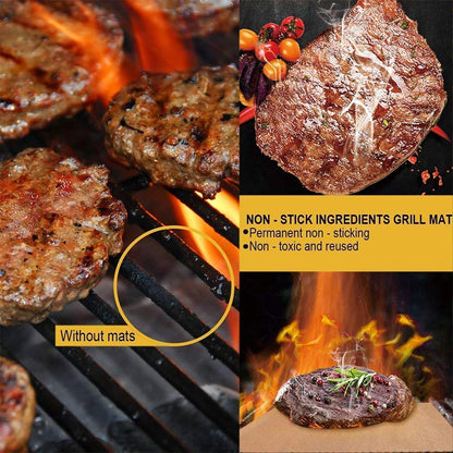 - JOKBEN Copper Grill Mat | 5-Pack Heavy Duty Magic BBQ Grill Mats | Non Stick -