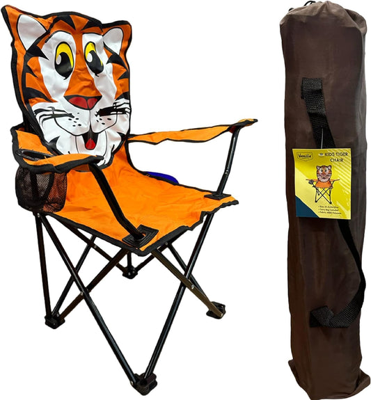 - Kids Camping Chair Tiger Kids Garden Chair | Toddler safety lock Durable & Lightweight -