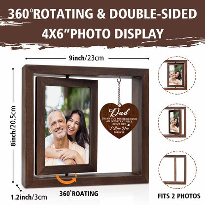 Dad Birthday Gifts - 4x6 Rotating Picture Frame, Photo Frame Gifts for Dad from Daughter, Dad Birthday Gifts Presents from Son, Christmas Father's Day Thanksgiving Gifts for Dad Daddy Father