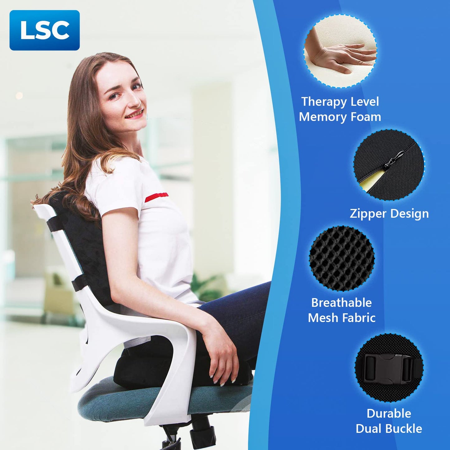 - LSC Chair Cushions for Office Chair | Memory Foam | Non-Slip -