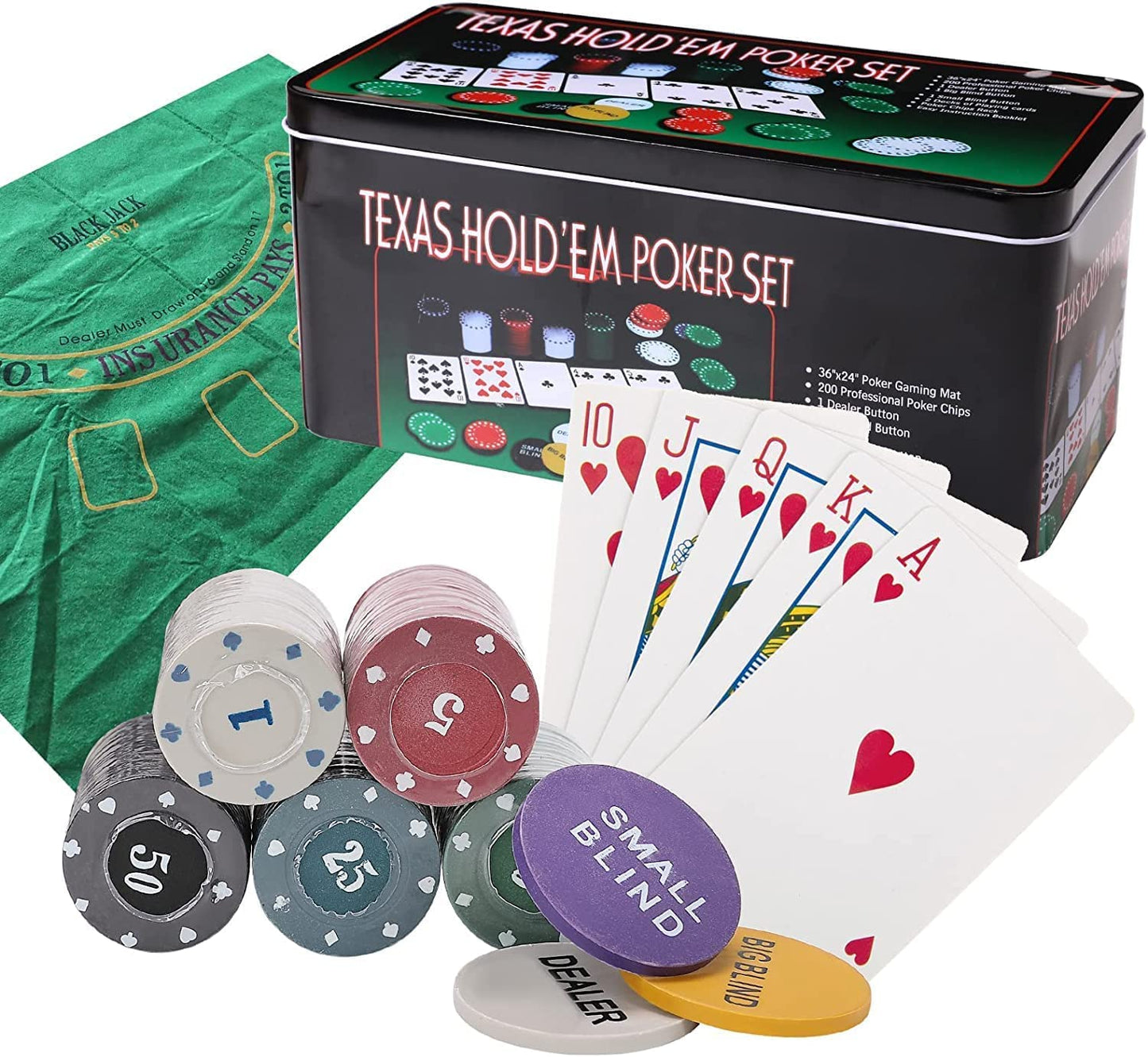 - Poker Chip Set for Texas Holdem | Blackjack 200 Chips Poker Set | 200 pcs -