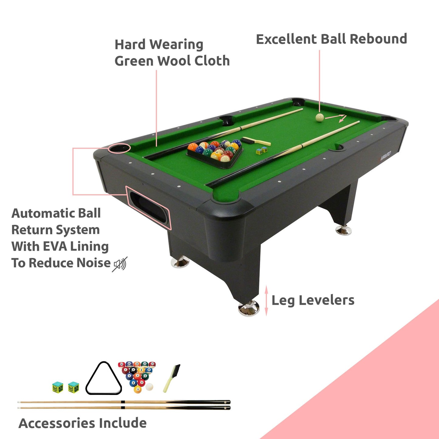 - Viavito PT200 6ft Pool Table -