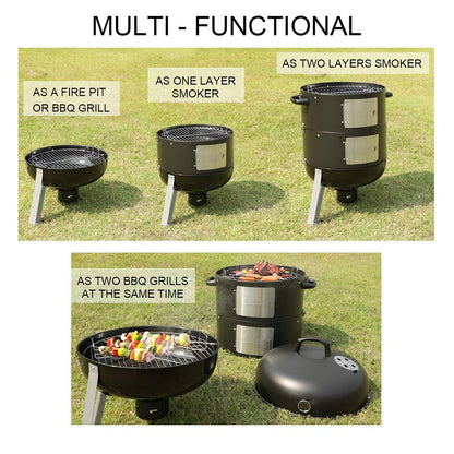 - SUNLIFER | BBQ Charcoal Smoker Grill | 3-in-1 Heavy Duty Barbecue Grill -