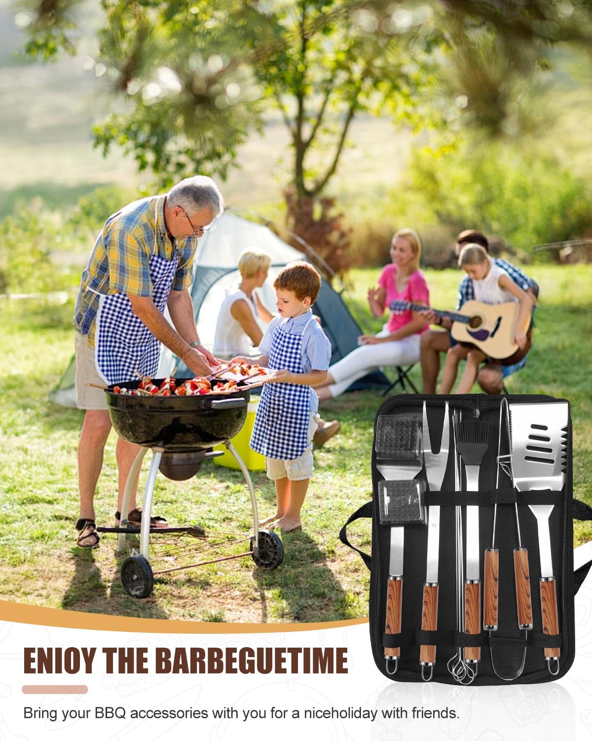 - Evolpor 11pcs BBQ Grill Tool Set | Premium Stainless Steel BBQ Accessories -