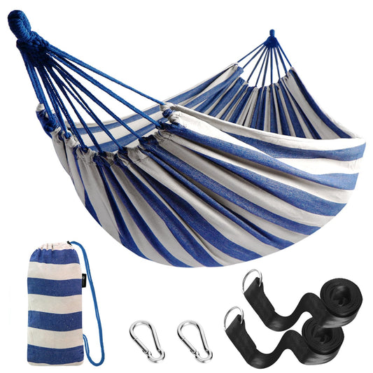 Anyoo Cotton Hammock Comfortable Fabric with Tree-friendly Straps, Durable Portable Hammock with Travel Bag,Perfect for Garden Camping Outdoor/Indoor Patio Balcony Backyard