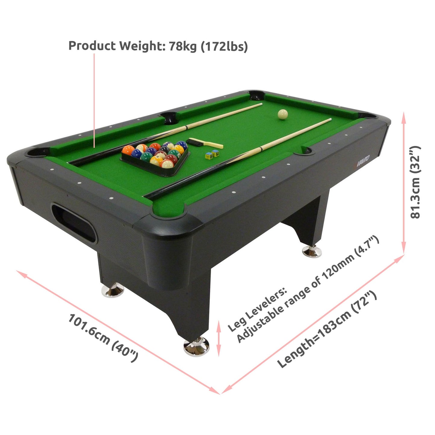 - Viavito PT200 6ft Pool Table -