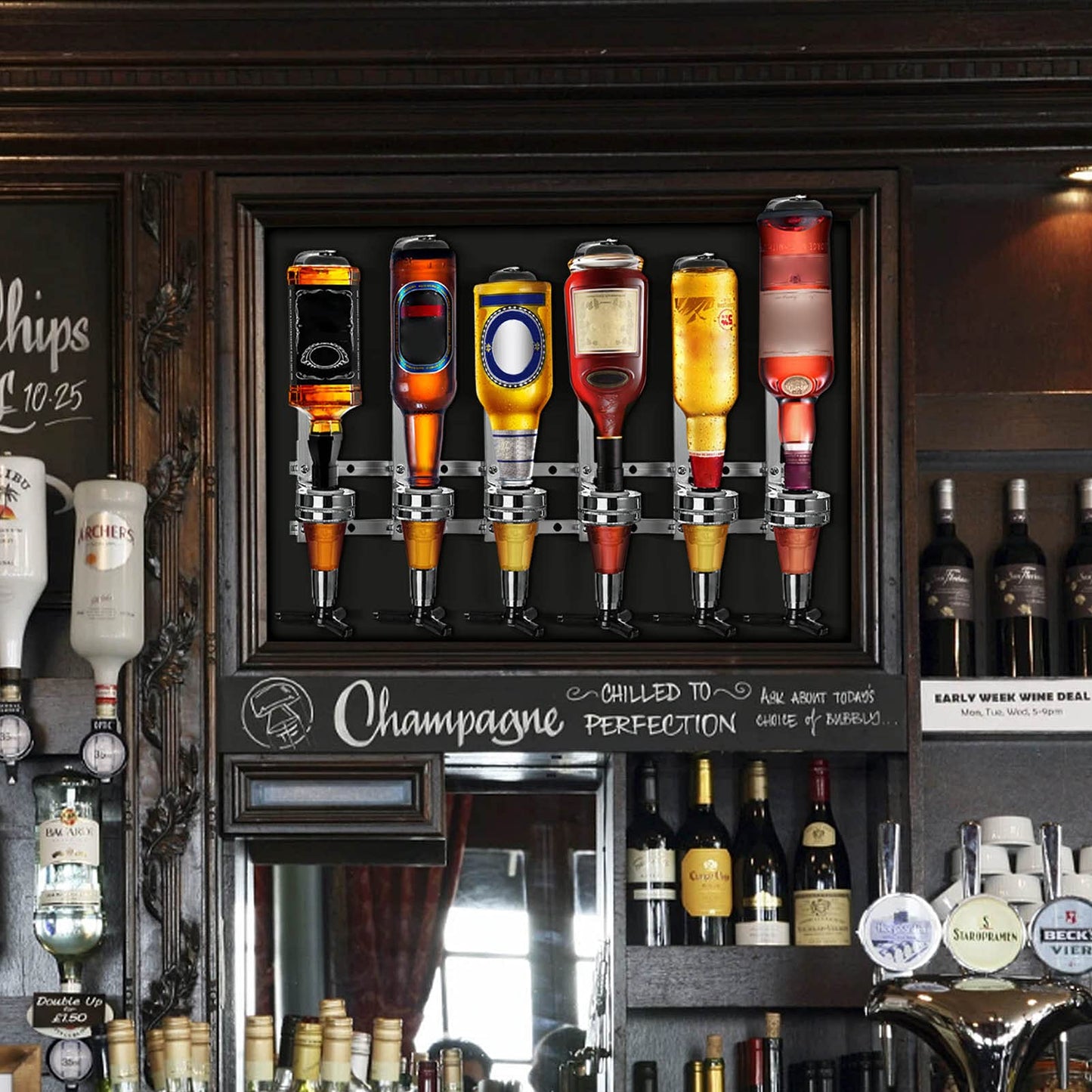 - Trintion 6 Bottle Optics For Home Bar | Wall Mounted | 6 x 30ml |  For Home Pub -