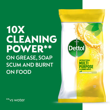 Dettol Antibacterial Multipurpose Cleaning Wipes, Citrus Zest Fragrance, Multipack of 3 x 105 Wipes, Total 315 Wipes