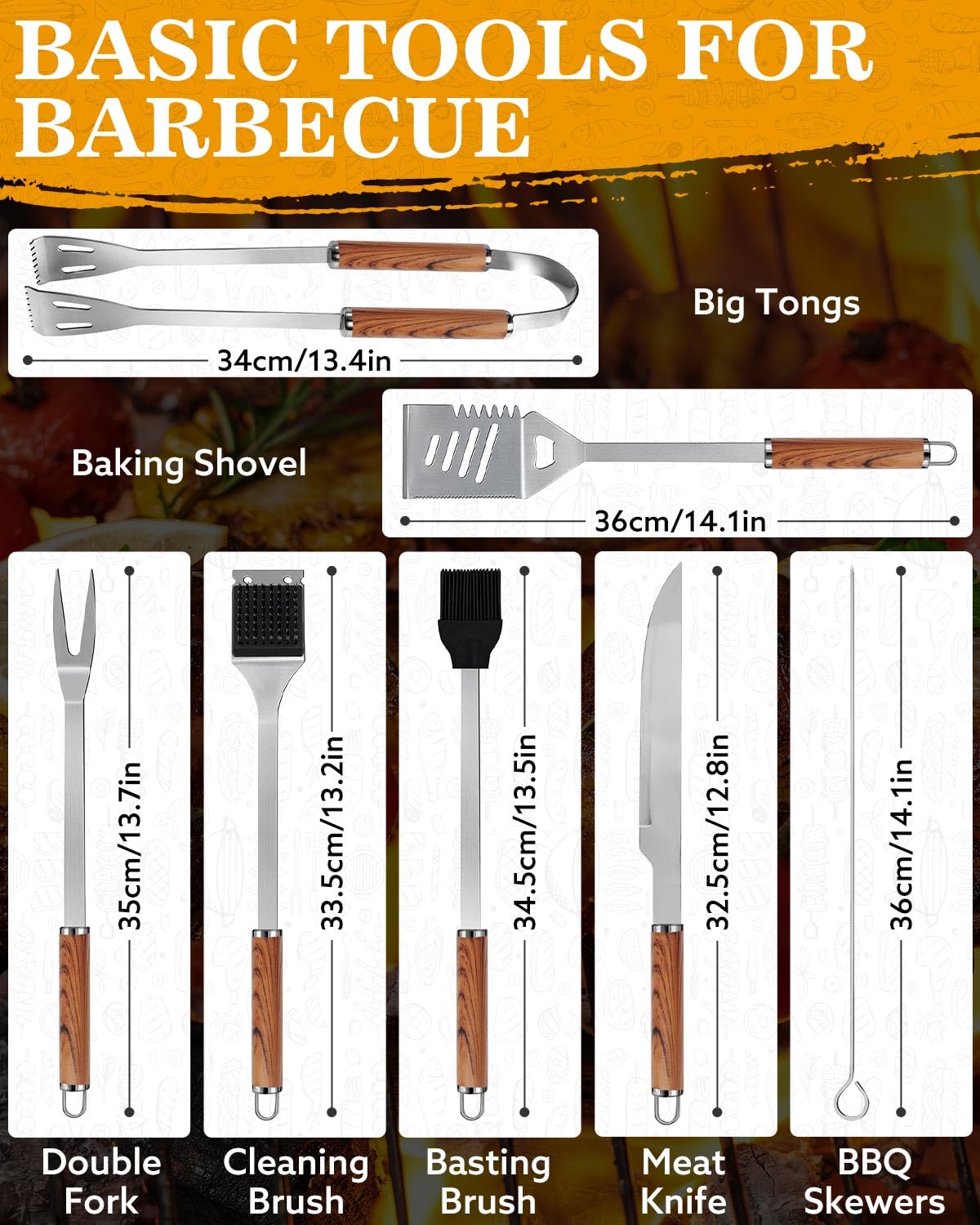 - KALAHOL 11-in-1 BBQ Tools Set | Extra Thick Stainless Steel Grill Tool Set | Storage Bag -