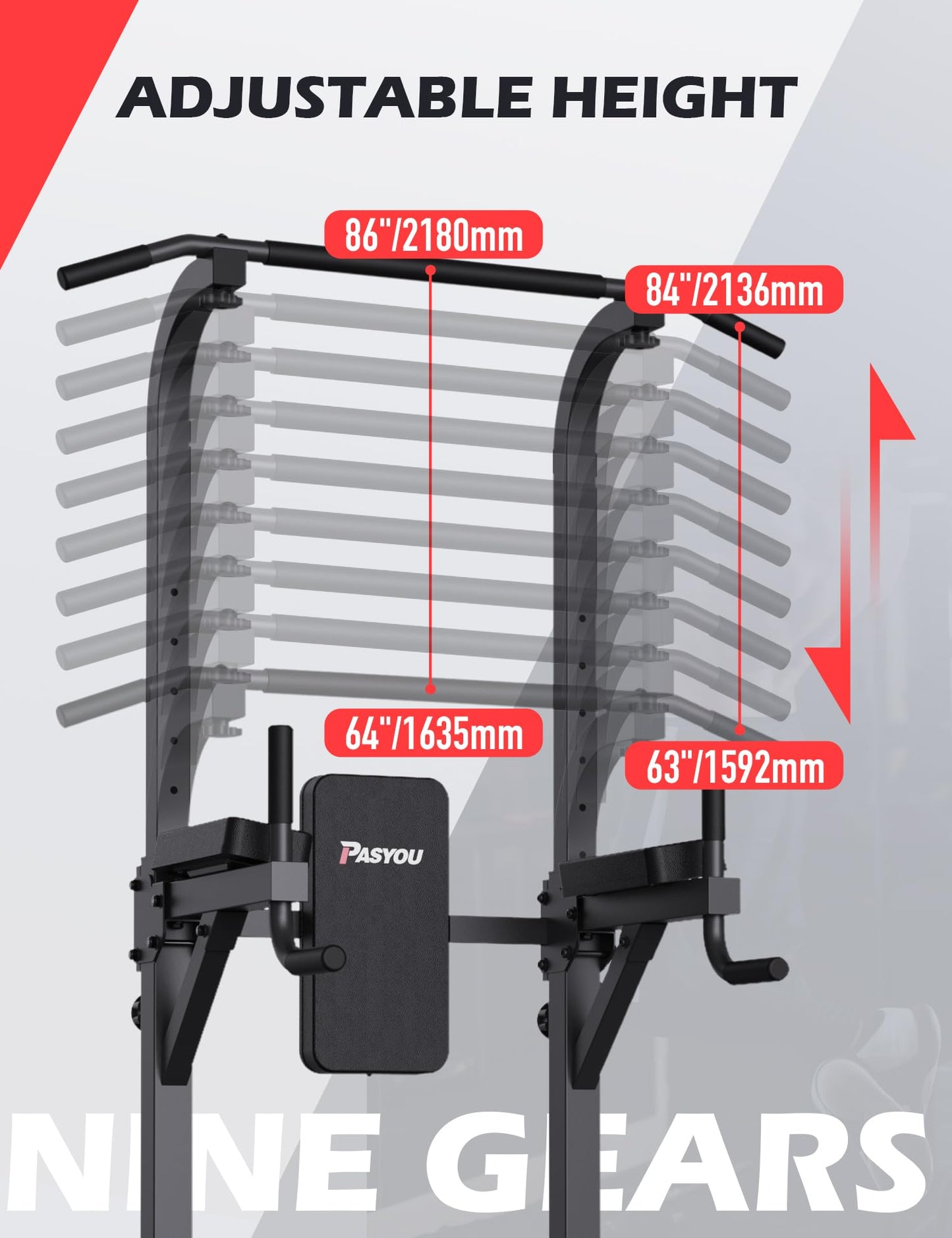 - PASYOU PU40 Power Tower | Adjustable Pull Up Bar Dip Station for Home Gym -
