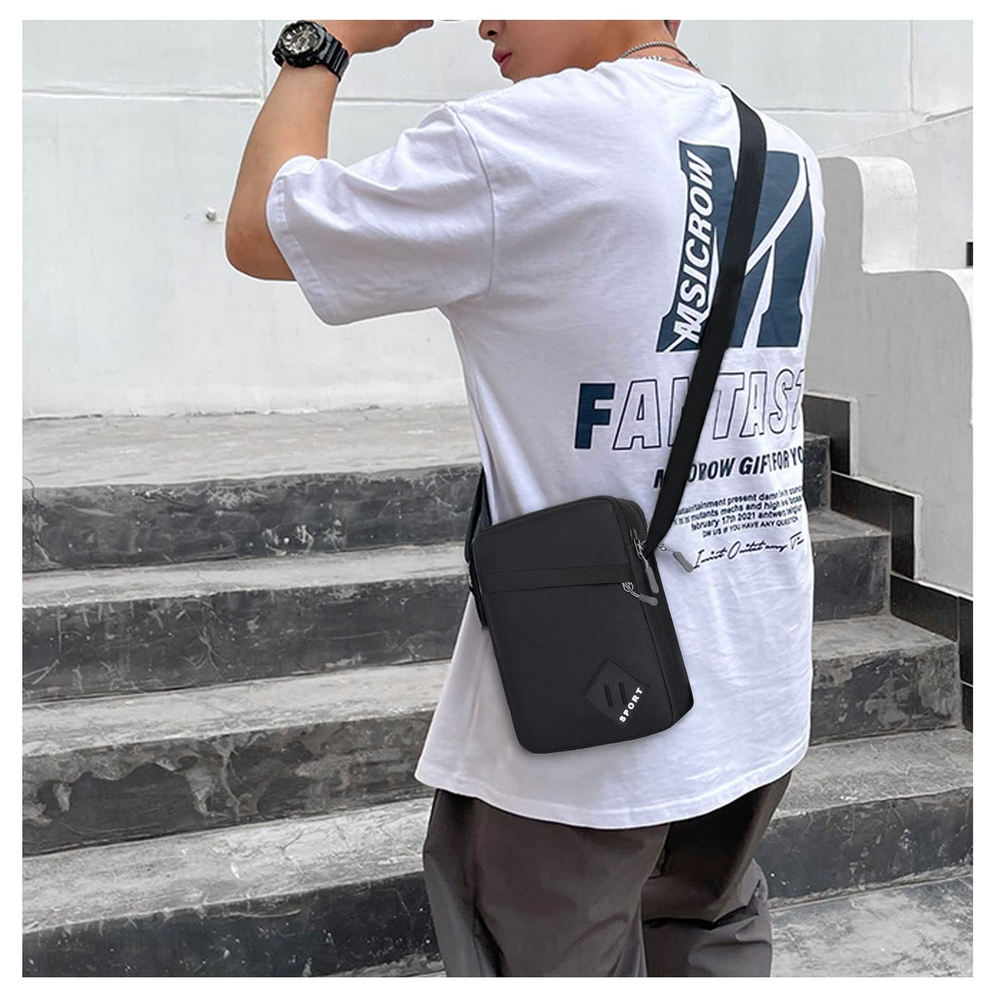 - FuninCrea Mens Shoulder Bag | Nylon Mens Crossbody Bag | Mens Travel Bag -