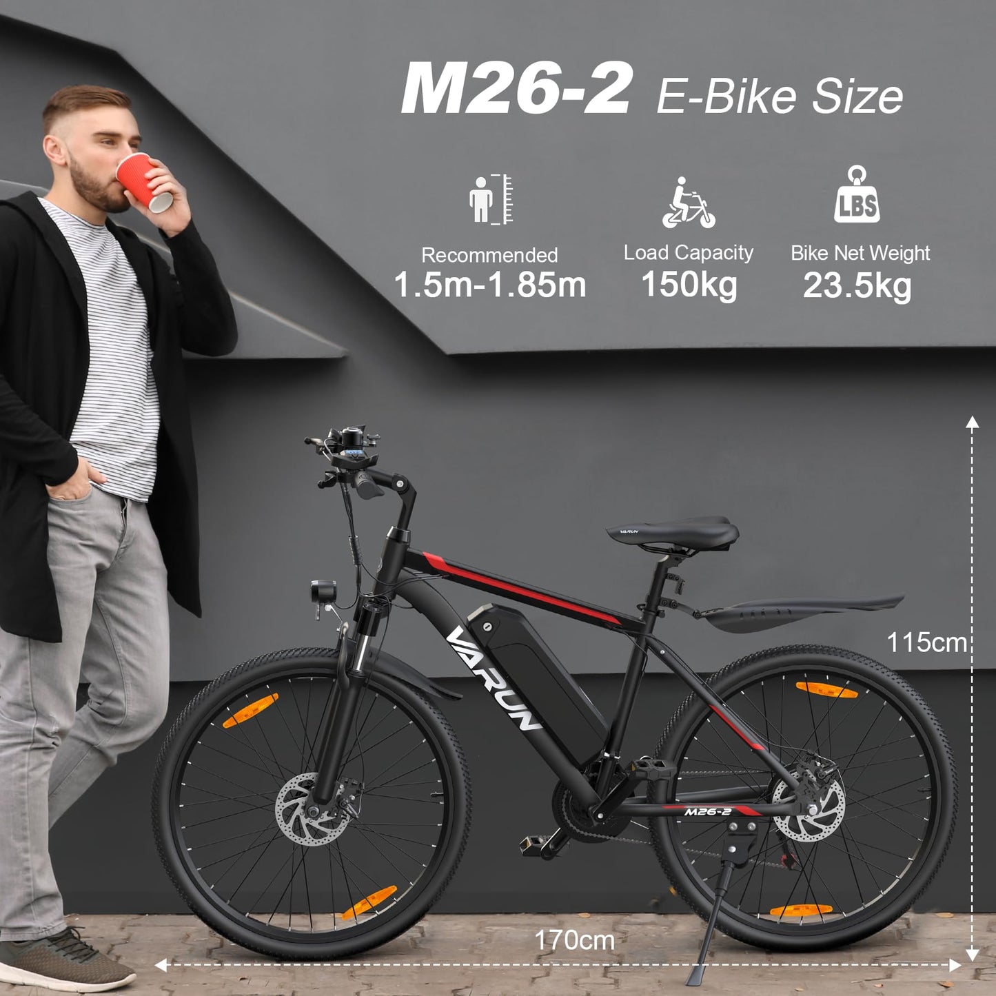 - VARUN 24"/26" E-Bike with 36V/48V Removable Battery, 250W Motor, Electric Mountain Bike -