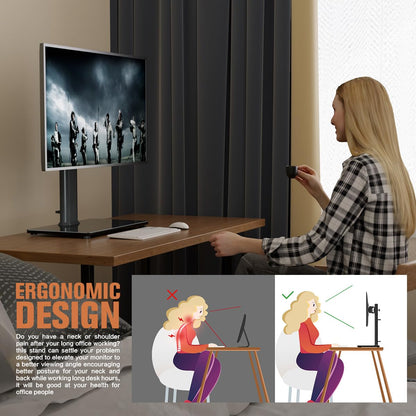 - Single LCD Computer Monitor Free-Standing Desk Stand Riser | 13 inch to 32 inch Screen -