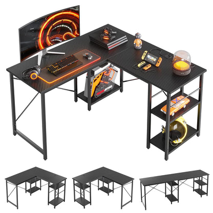 Bestier 192CM Reversible L Shaped Desk with Shelves 120CM Industrial Corner Desk Long Stable Computer Workstation with 2 Cable Holes