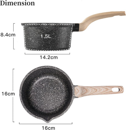 CAROTE Saucepan with Lid 16cm/1.5L, Nonstick Sauce Pot for Induction, Gas and Electric Hobs, Small Cooking Pot with Pour Spout