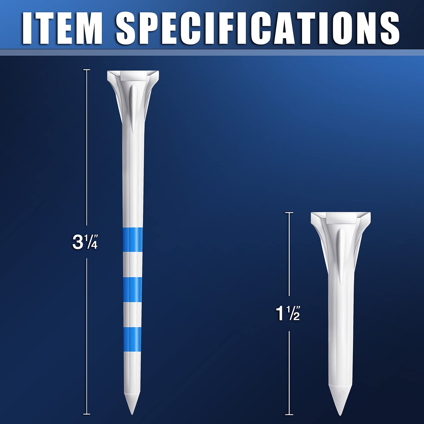 CHAMPKEY Original Plastic Golf Tees 100 Pack | 85 Driver Tees with 15 Iron/Hybrid Tees Mixed Pack | Low Friction and Resistance Golf Plastic Tees (3-1/4")