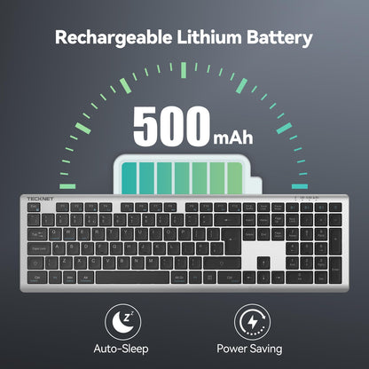- TECKNET Wireless Keyboard | Rechargeable 2.4GHz | USB Bluetooth Keyboard -